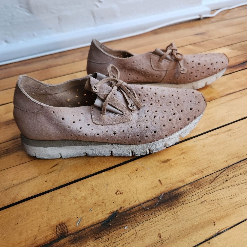 OBTB Lunar leather shoes salmon pink women's US size 8.5 perforated lace up - Picture 2 of 9